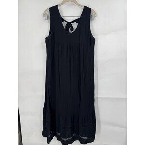 Who What Wear Target Maxi Bohemian Dress Women Medium Black Gauzy Tie‎ Back